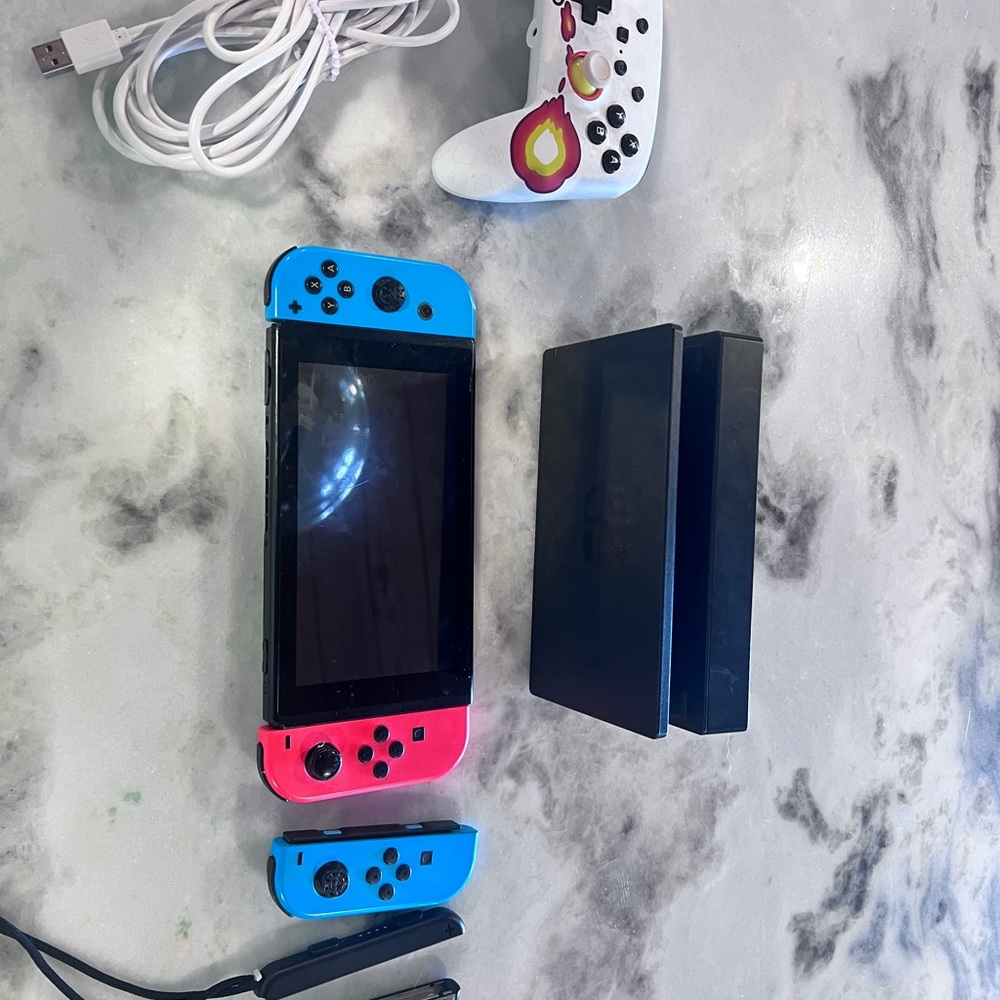Nintendo Handheld Console Neon Blue and Red